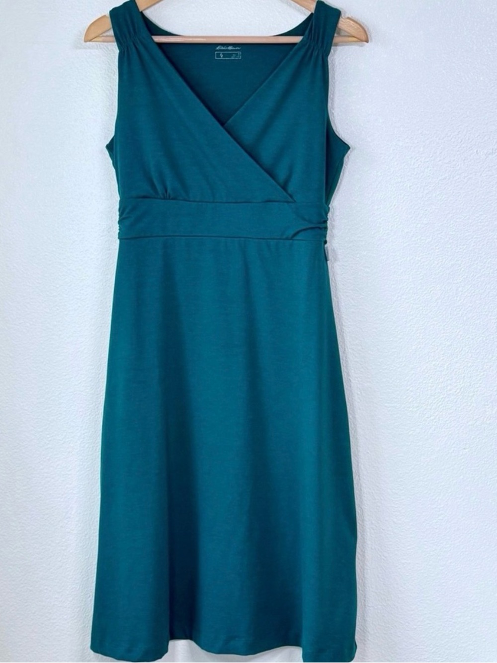 Eddie Bauer Astrid Teal Sleeveless Wrap-Front Midi Dress